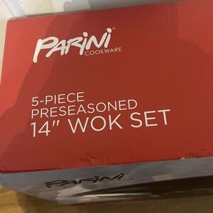 Parini Red 5-Piece Preseasoned 14" Wok Set